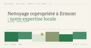 Nettoyage copropriété à Ermont : notre expertise locale — illustration éditoriale BDN Nettoyage, Val d'Oise