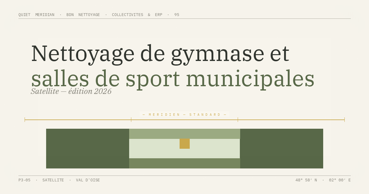 Nettoyage de gymnase et salles de sport municipales — illustration éditoriale BDN Nettoyage, Val d'Oise