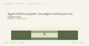 Appel d'offres propreté : les pièges à éviter pour une collectivité — illustration éditoriale BDN Nettoyage, Val d'Oise