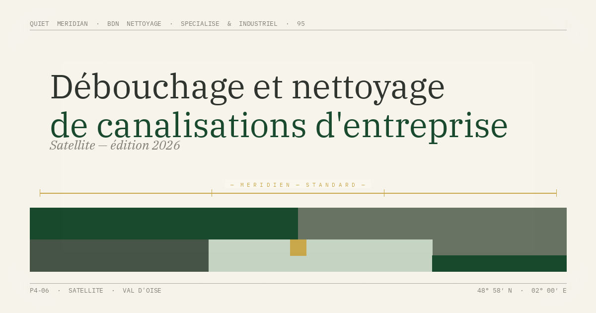 Débouchage et nettoyage de canalisations d'entreprise — illustration éditoriale BDN Nettoyage, Val d'Oise
