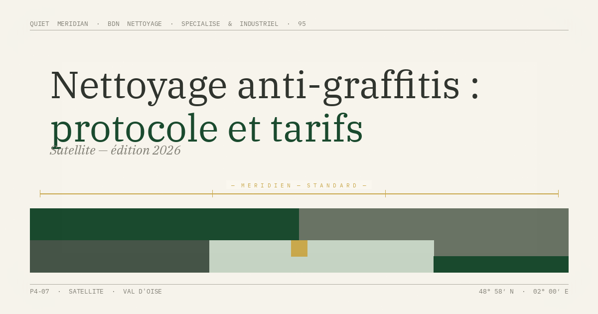 Nettoyage anti-graffitis : protocole et tarifs — illustration éditoriale BDN Nettoyage, Val d'Oise
