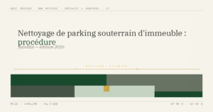 Nettoyage de parking souterrain d'immeuble : procédure — illustration éditoriale BDN Nettoyage, Val d'Oise