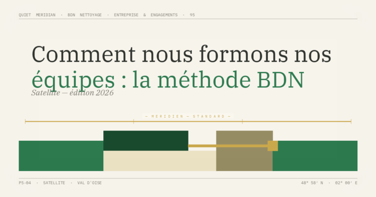 Comment nous formons nos équipes : la méthode BDN — illustration éditoriale BDN Nettoyage, Val d'Oise