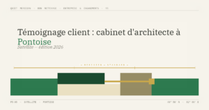 Témoignage client : cabinet d'architecte à Pontoise — illustration éditoriale BDN Nettoyage, Val d'Oise