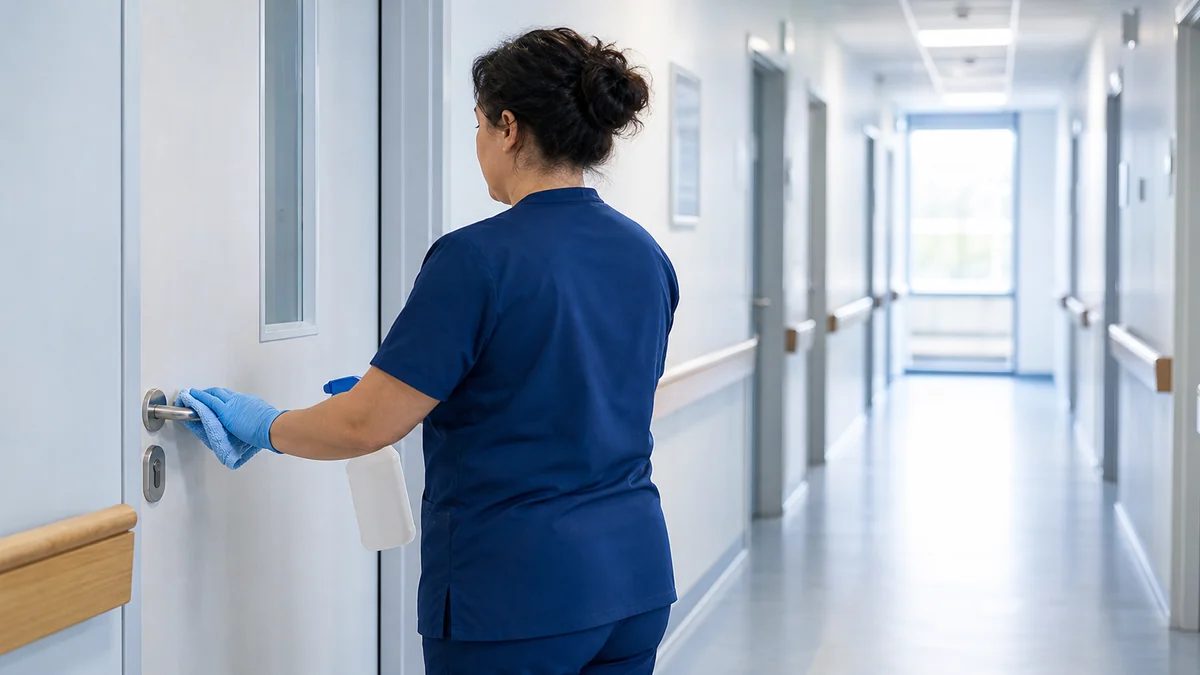 Bionettoyage d'un couloir d'établissement de santé — BDN Nettoyage, Val-d'Oise (95)
